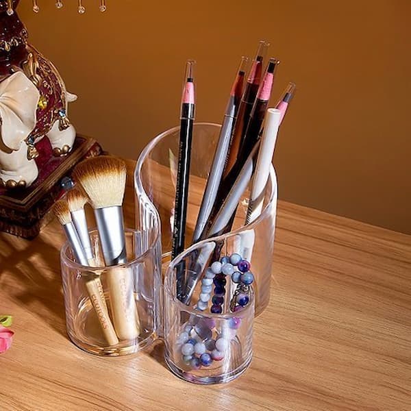 Cosmetic Makeup Organizer Acrylic Makeup And Brush Holder, Wavy Acrylic