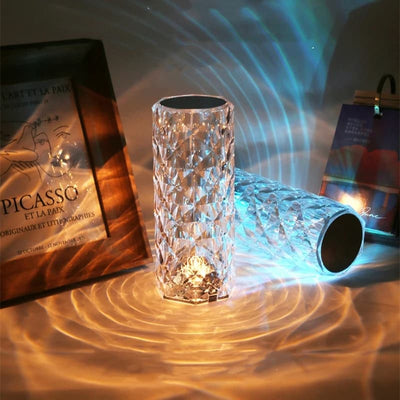 Crystal Diamond Lamp, 3 Color Changing Rose Crystal Diamond Table Lamp