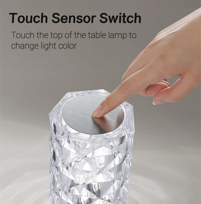 Crystal Diamond Lamp, 3 Color Changing Rose Crystal Diamond Table Lamp