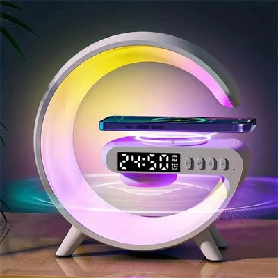 G Lamp Speaker With Digital Clock, RGB Multifunction Wireless Charger