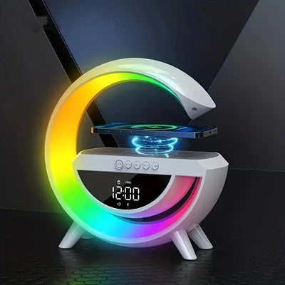 G Lamp Speaker With Digital Clock, RGB Multifunction Wireless Charger
