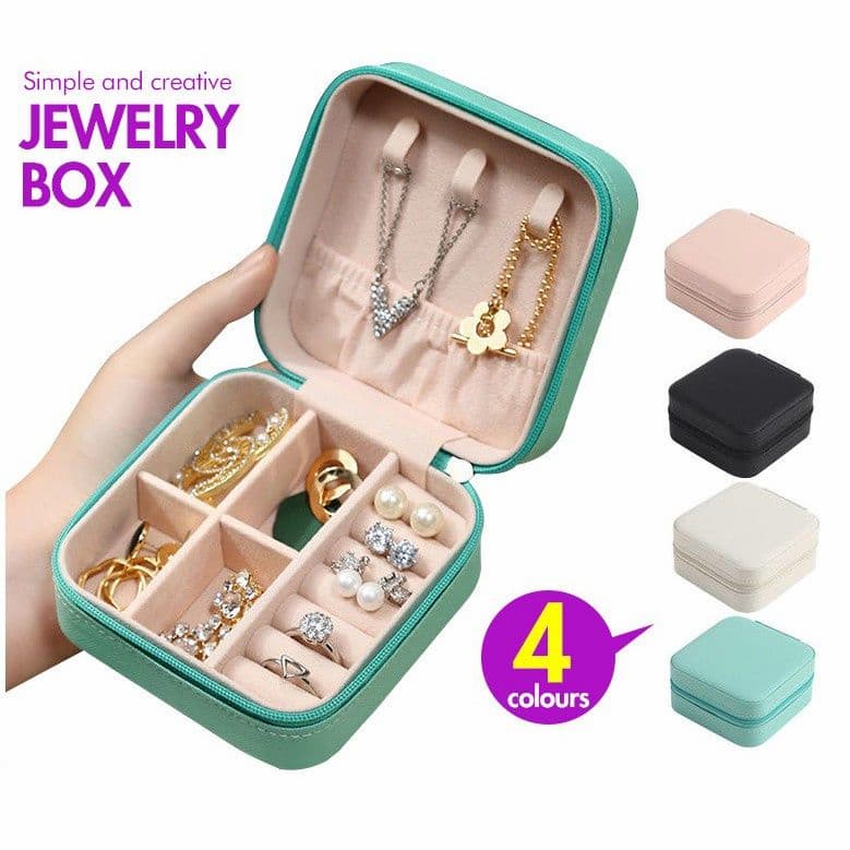 Jewellery Organizer Box Travel Leather Pocket With Zipper / Ear