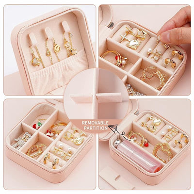 Jewellery Organizer Box Travel Leather Pocket With Zipper / Ear
