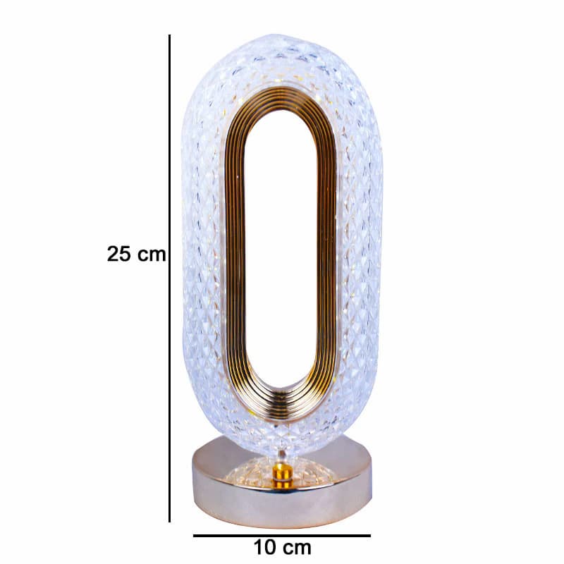 New Luxury Oval Shaped Crystal Table Lamp With 3 Colors Touch Control