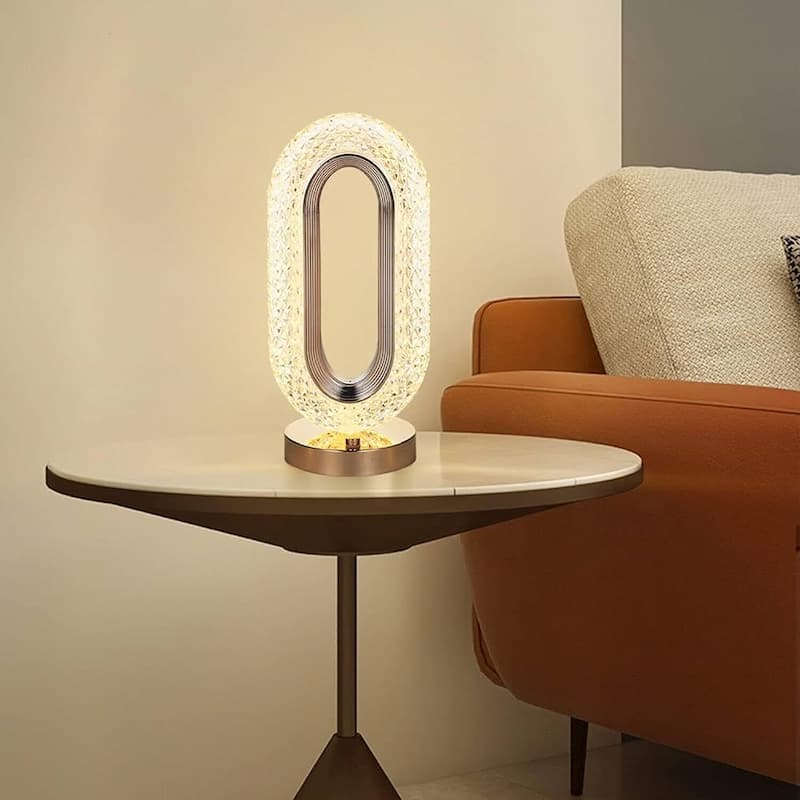 New Luxury Oval Shaped Crystal Table Lamp With 3 Colors Touch Control