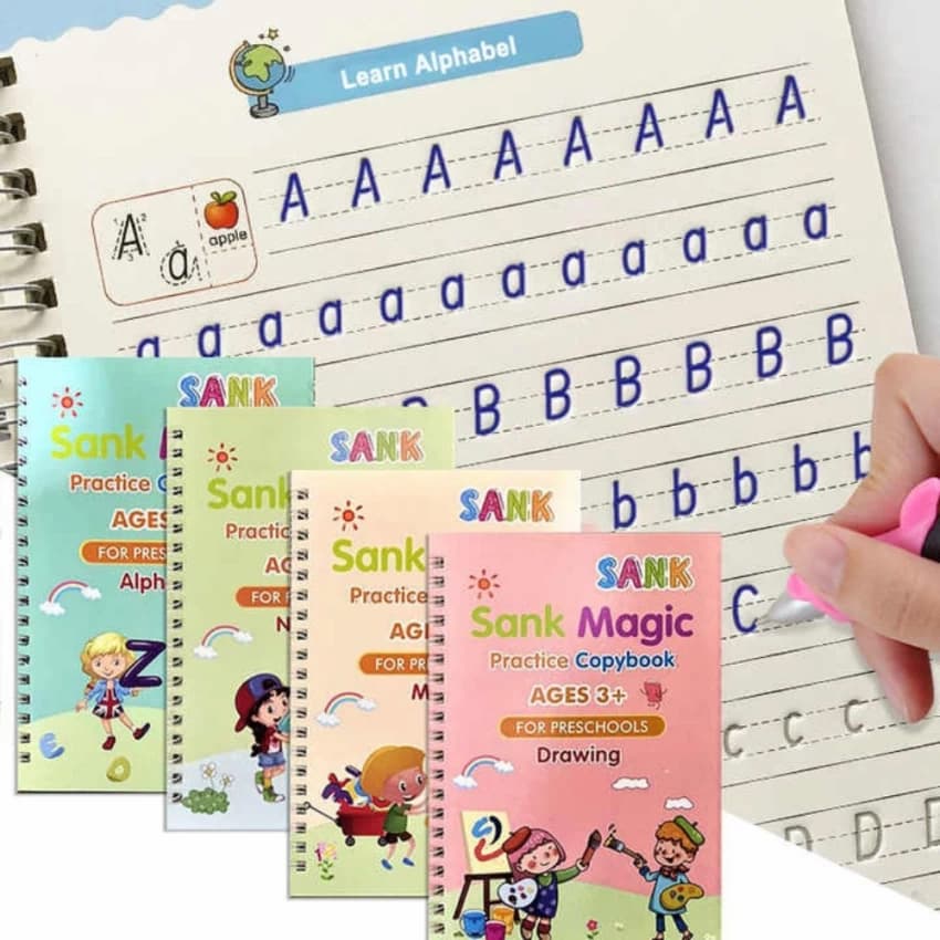 Pack of 8 Reusable Sank Magic Practice Copybook Montessori Reusable Magic Books