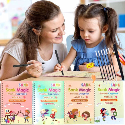 Pack of 8 Reusable Sank Magic Practice Copybook Montessori Reusable Magic Books