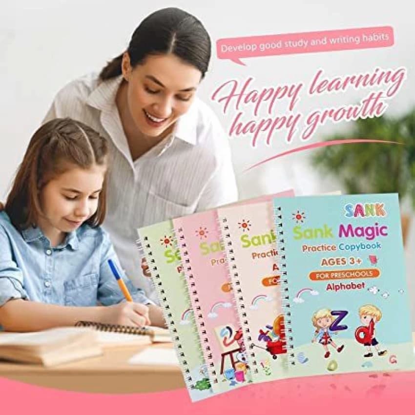 Pack of 8 Reusable Sank Magic Practice Copybook Montessori Reusable Magic Books