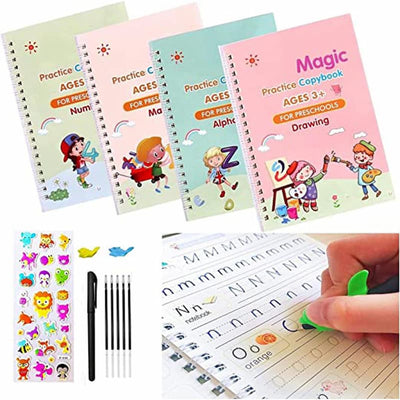 Pack of 8 Reusable Sank Magic Practice Copybook Montessori Reusable Magic Books