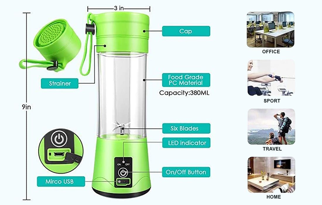 USB Rechargeable Juicer Blender 4 Blades Multi