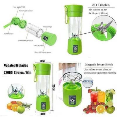 USB Rechargeable Juicer Blender 4 Blades Multi